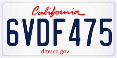 CA license plate 6VDF475