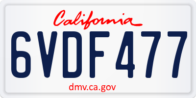 CA license plate 6VDF477