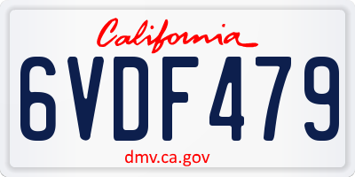 CA license plate 6VDF479