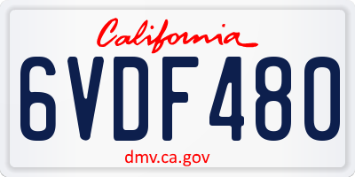 CA license plate 6VDF480