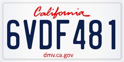 CA license plate 6VDF481