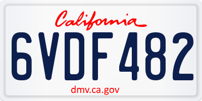 CA license plate 6VDF482