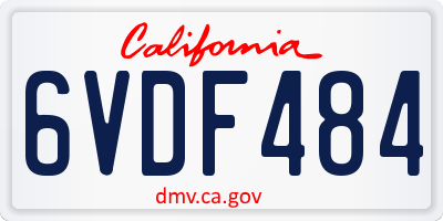 CA license plate 6VDF484
