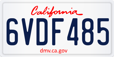 CA license plate 6VDF485