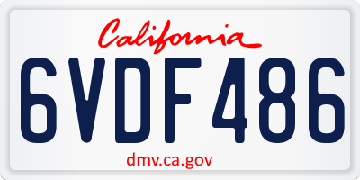CA license plate 6VDF486