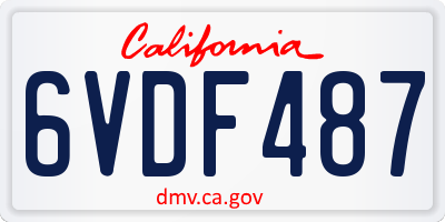 CA license plate 6VDF487