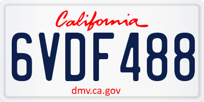 CA license plate 6VDF488