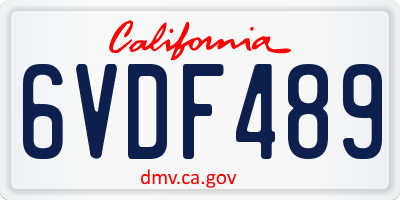 CA license plate 6VDF489
