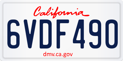 CA license plate 6VDF490