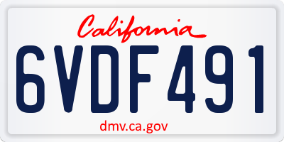 CA license plate 6VDF491