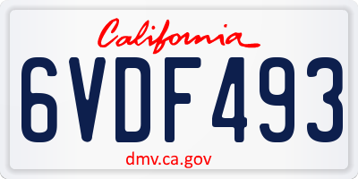 CA license plate 6VDF493