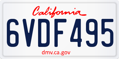 CA license plate 6VDF495