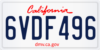 CA license plate 6VDF496