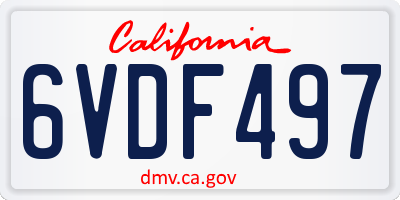 CA license plate 6VDF497