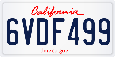 CA license plate 6VDF499