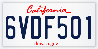 CA license plate 6VDF501