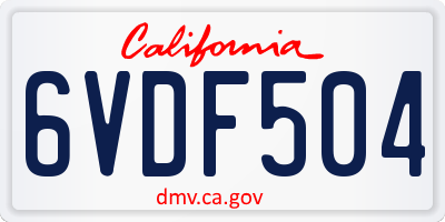 CA license plate 6VDF504