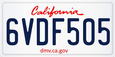 CA license plate 6VDF505