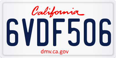 CA license plate 6VDF506