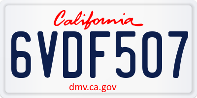 CA license plate 6VDF507