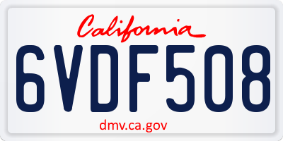 CA license plate 6VDF508