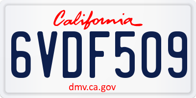 CA license plate 6VDF509