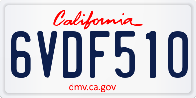 CA license plate 6VDF510