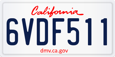 CA license plate 6VDF511