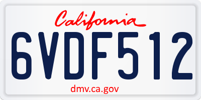 CA license plate 6VDF512