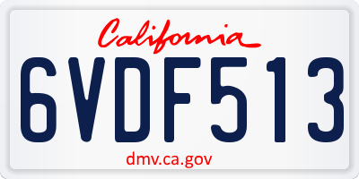 CA license plate 6VDF513