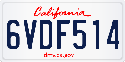CA license plate 6VDF514