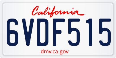 CA license plate 6VDF515
