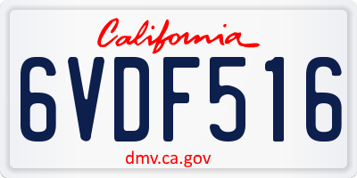 CA license plate 6VDF516