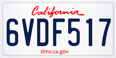 CA license plate 6VDF517