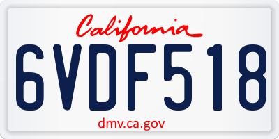 CA license plate 6VDF518