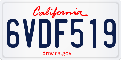 CA license plate 6VDF519