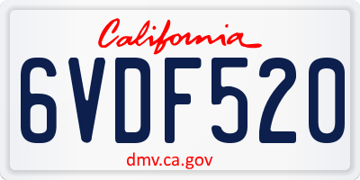 CA license plate 6VDF520