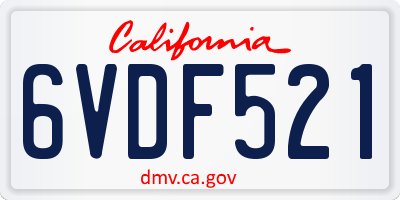 CA license plate 6VDF521