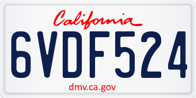 CA license plate 6VDF524