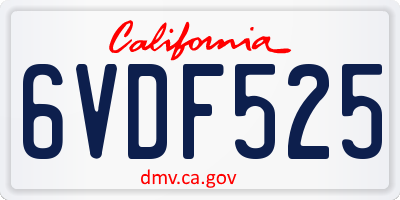 CA license plate 6VDF525