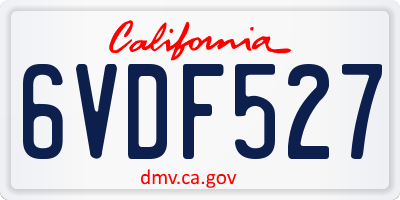CA license plate 6VDF527