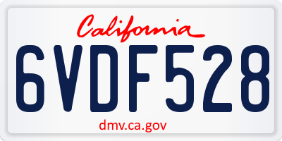 CA license plate 6VDF528