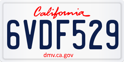 CA license plate 6VDF529