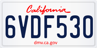 CA license plate 6VDF530