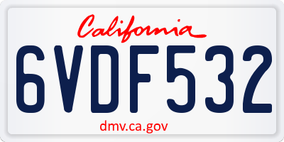 CA license plate 6VDF532
