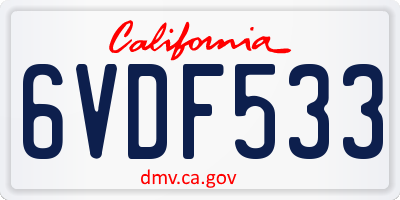 CA license plate 6VDF533