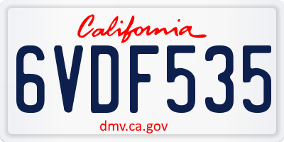 CA license plate 6VDF535