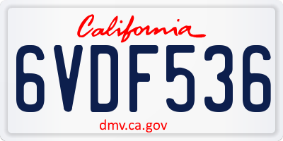 CA license plate 6VDF536