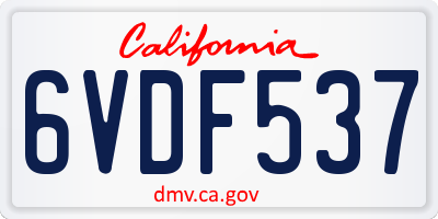 CA license plate 6VDF537