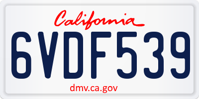 CA license plate 6VDF539